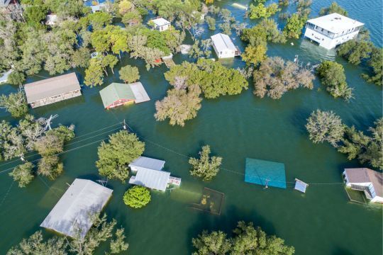 Von Hochwasser betroffene Gebäude
